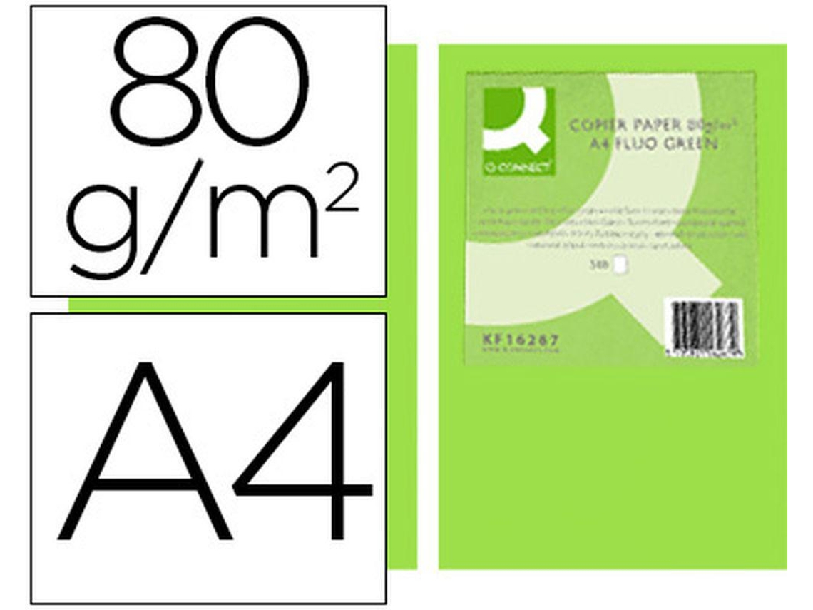 Papel de Cor Q Connect Din A4 80Gr Verde Neon Embalagem de 500 Folhas