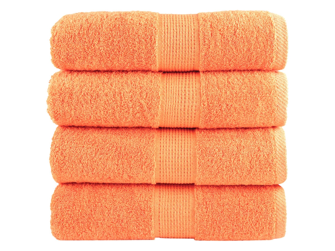Conjunto 4 Toalha de bidé VIDAXL Laranja Algodão (30x50 cm)