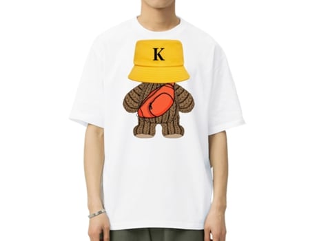 T-Shirt de Homem VREEL Mochila Ragdoll Oso Algodão Branco (L)