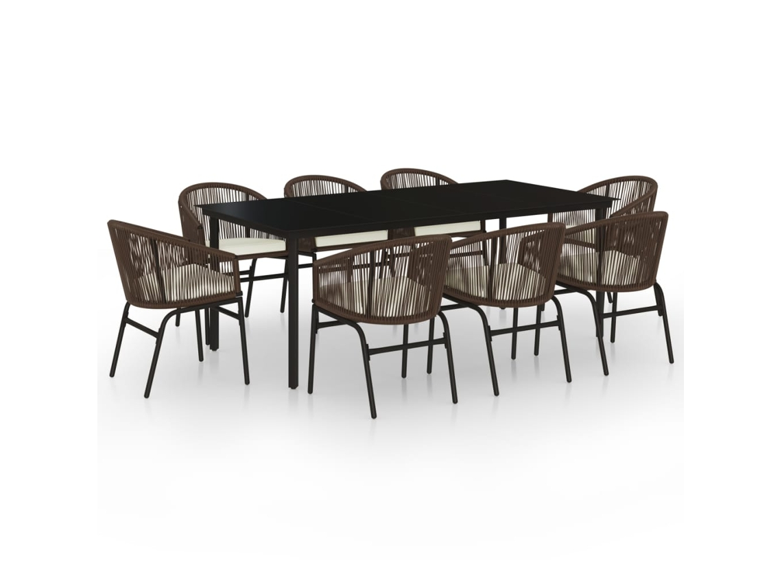 Garden Dining Set, Garden Dining Sets Vidaxl Marrom Pvc (mesa Com 200 Cm De Comprimento)