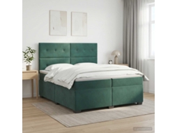 Vidaxl Cama Box Spring Com Colchão Verde-escuro 200 X 200 Cm Veludo