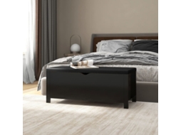 Vidaxl Caixa Arrumação C/ Almofadão Deriv. Madeira 105x40x45 Cm Preto