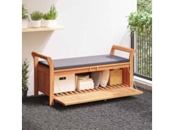 Vidaxl Banco De Arrumação P/ Jardim C/ Almofadão 126 Cm Acácia Maciça