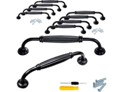 Pacote De 10 Puxadores De Alumínio Preto De 128 Mm Para Móveis, Com Parafusos, Para Gavetas E Armários. Igvtrade
