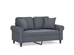 Maison Exclusive - Sofá 2 Lug. C/ Almofadas Decorativas 120 Cm Veludo Cinza-escuro