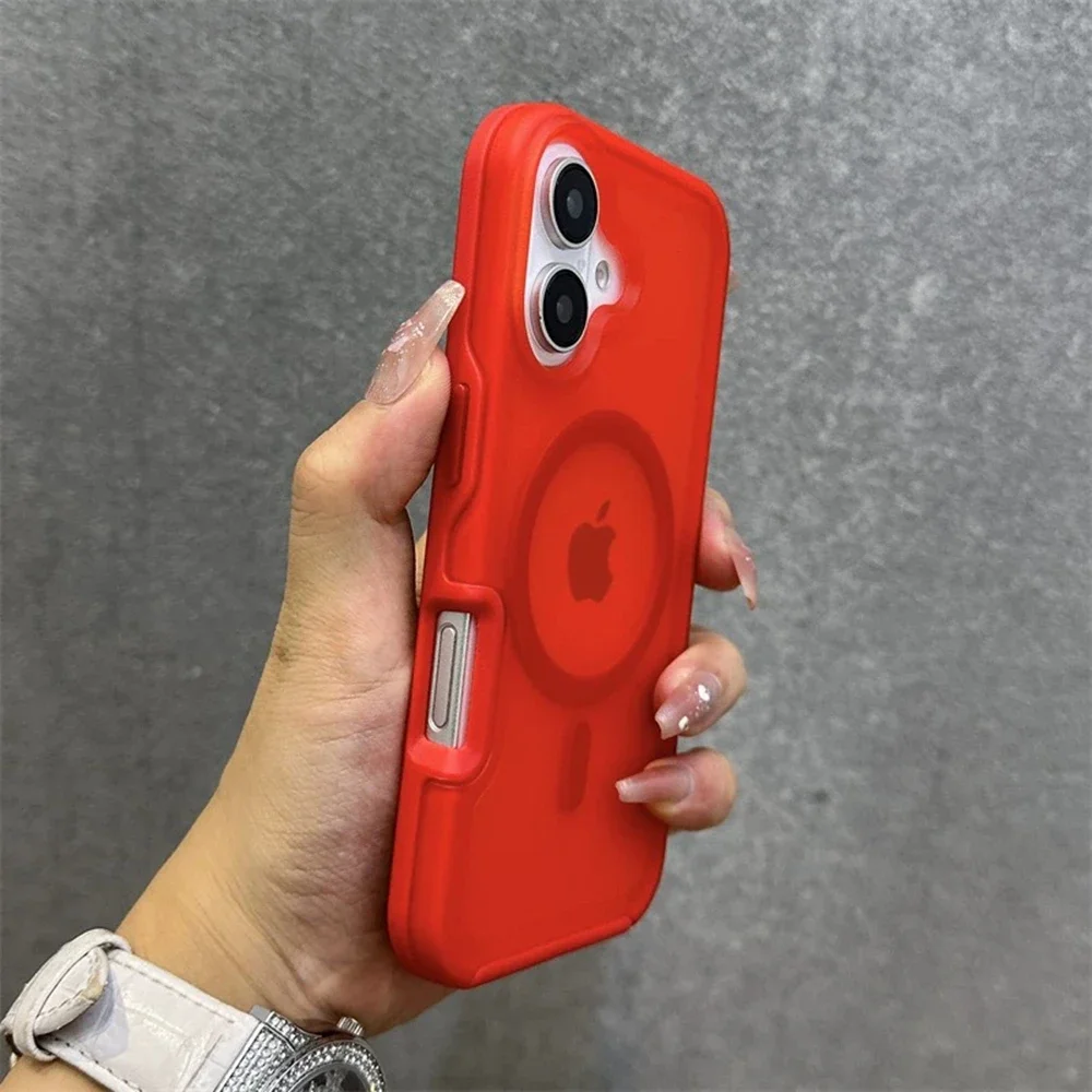 (vermelho 15) Capa De Celular Magnética Fosca Com Revestimento Traseiro À Prova De Choque