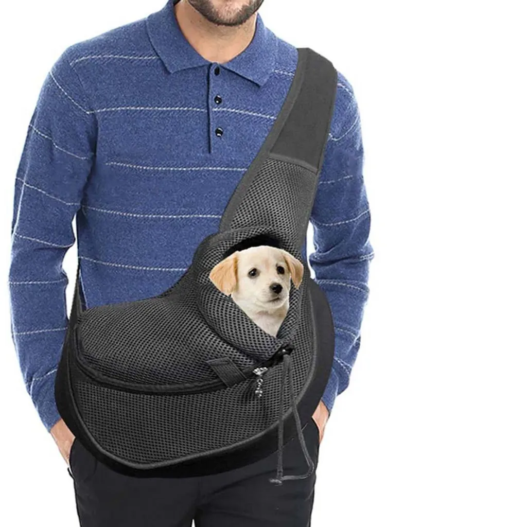 Mochila AQUAFORGE para Cães e Gatos, Malha, Respirável, Alça de Ombro, Tamanho G, Cinza