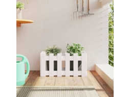 Vidaxl Vaso De Jardim C/ Design Cerca 60x30x30 Cm Pinho Maciço Branco