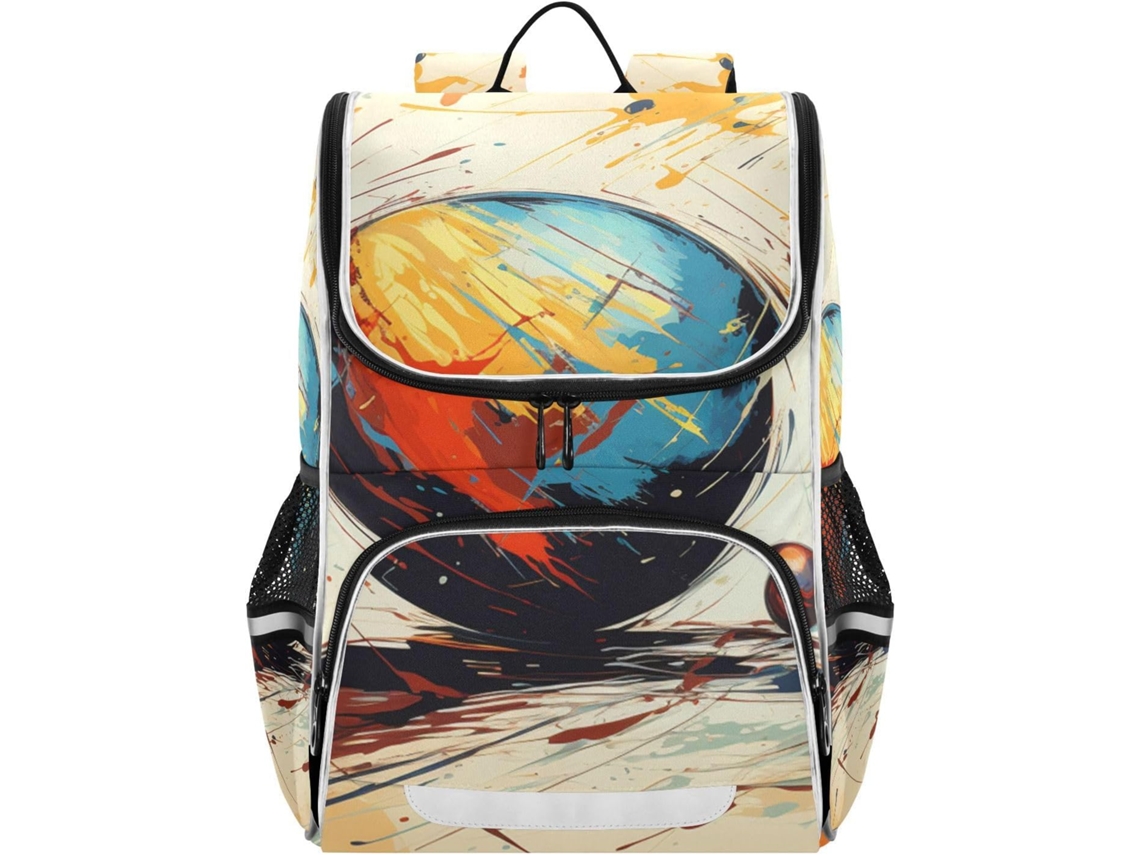 Mochila Esportiva Em Aquarela Com Estampa De Bola Petanca Para Meninos E Meninas, Escolar Refletiva,