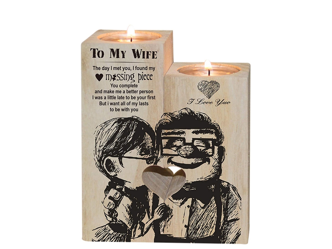 Porta Velas De Madera En Forma De Corazón - Regalo Ideal Para Eventos