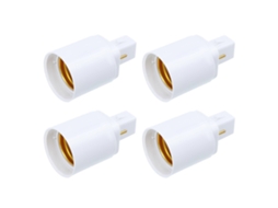 Rebe 4 Adaptadores de Base de Lâmpada Conversor G24d para E27 Suportes de Lâmpada para Led Halógeno Filamento 100 230v 6,50x3,50x3,50cm Blanco
