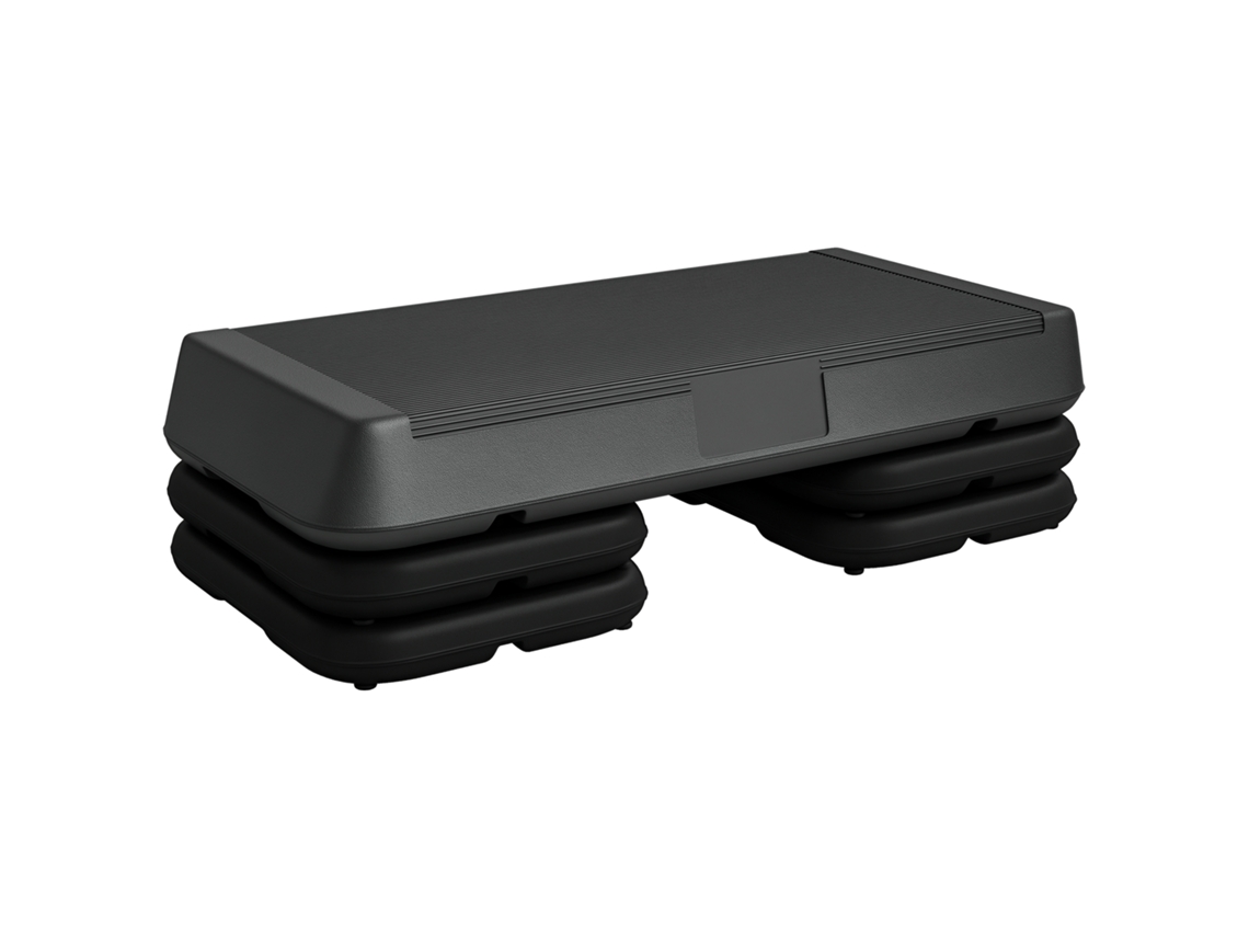 Stepper aeróbico ajustável, 3 níveis, 10/15/20cm, superfície antiderrapante, plástico, cinza