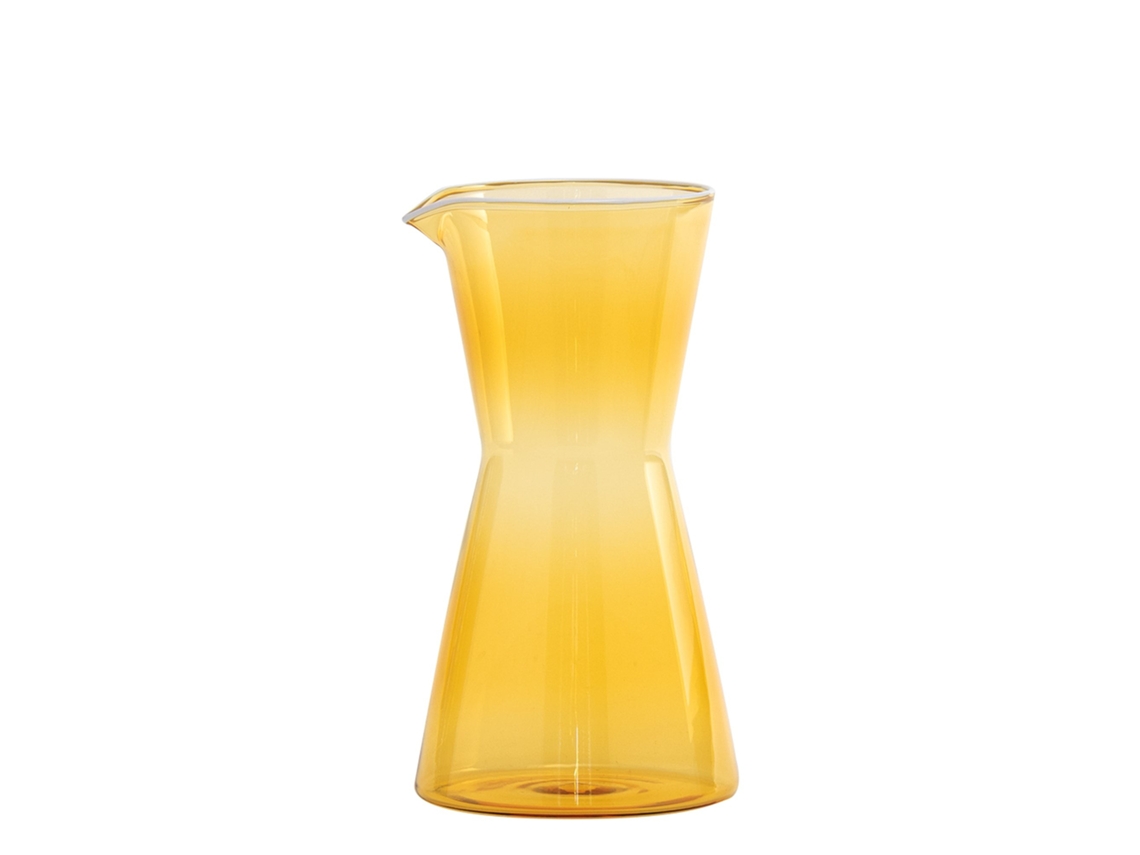 Jarra Zafferano Classy Em Vidro Borossilicato Soprado À Mão, Cor Ouro Amarelo, Design Geométrico Ergonómico Para Mesas Requintadas E Elegantes.