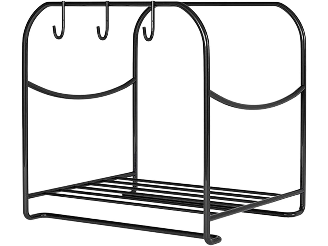 Suporte Para Lavatório Com Ganchos, Design Compacto Que Otimiza O Espaço, Preto