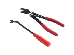 Kit de ferramentas vermelhas para remoção de molduras e acessórios internos de carros.