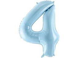 Balão PARTYDECO número 4 Foil 86cm Azul Claro