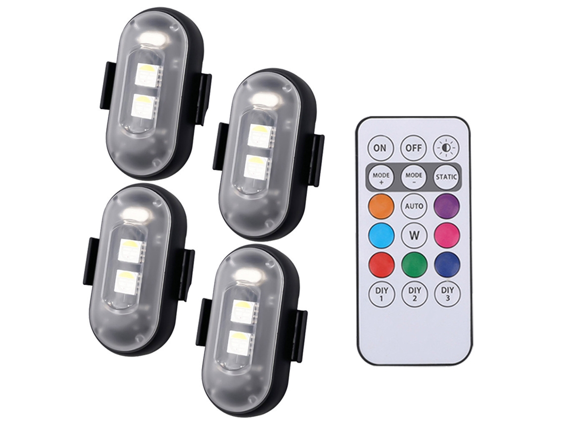 2026 luz de Alerta Led Universal Multicolor com Flash para Moto, Bicicleta, Drone, Impermeável Ip65 e Controle Remoto