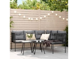 Conjunto De Sofás De Jardim C/ Almofadões Aço/textilene Preto Dkd Home Decor
