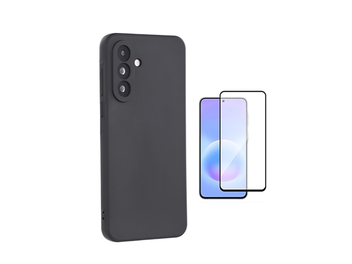 Kit Vidro Temperado Capa Silicone Líquido Phonecare Para Samsung Galaxy A27 5g - Preto