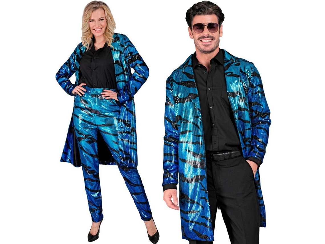 Fantasia ou Casaco Fashion Party estampa animal azul para adulto