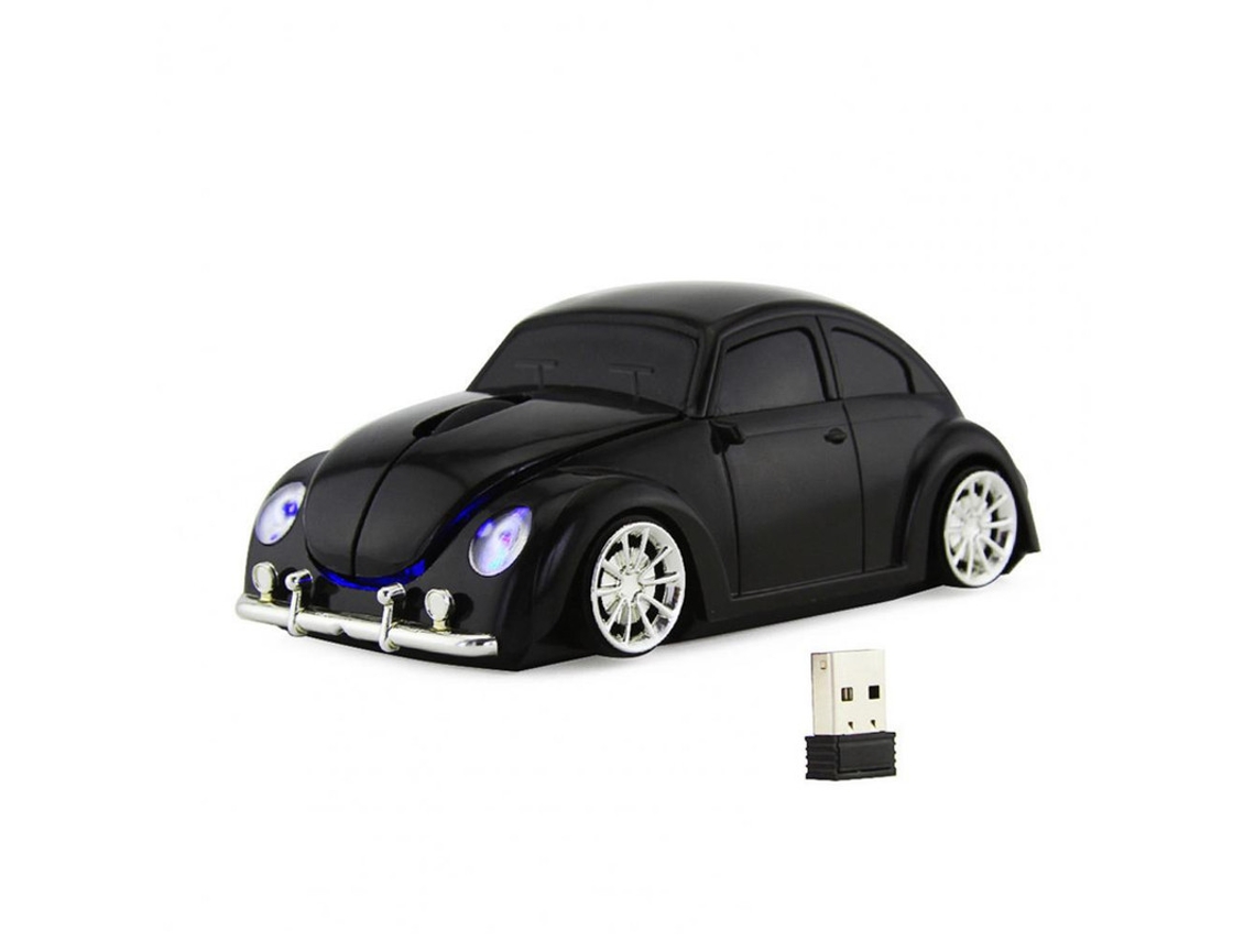 Rato YIZHOOD Receptor sem fio pequeno do jogo do computador 2.4GHz da forma do carro para o portátil do PC preto