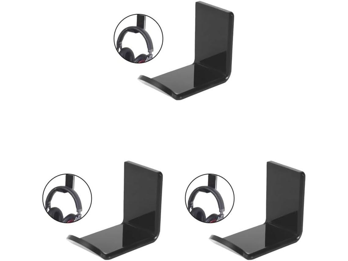 Conjunto De 3 Suportes Acrílicos Para Fones De Ouvido - Removíveis - Autoadesivos - Para Uso Doméstico E No