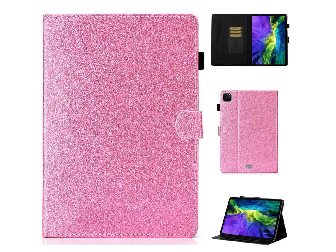 Capa Para Ipad Pro 11 2024 Glitter Smart Em Couro Rosa Elysve