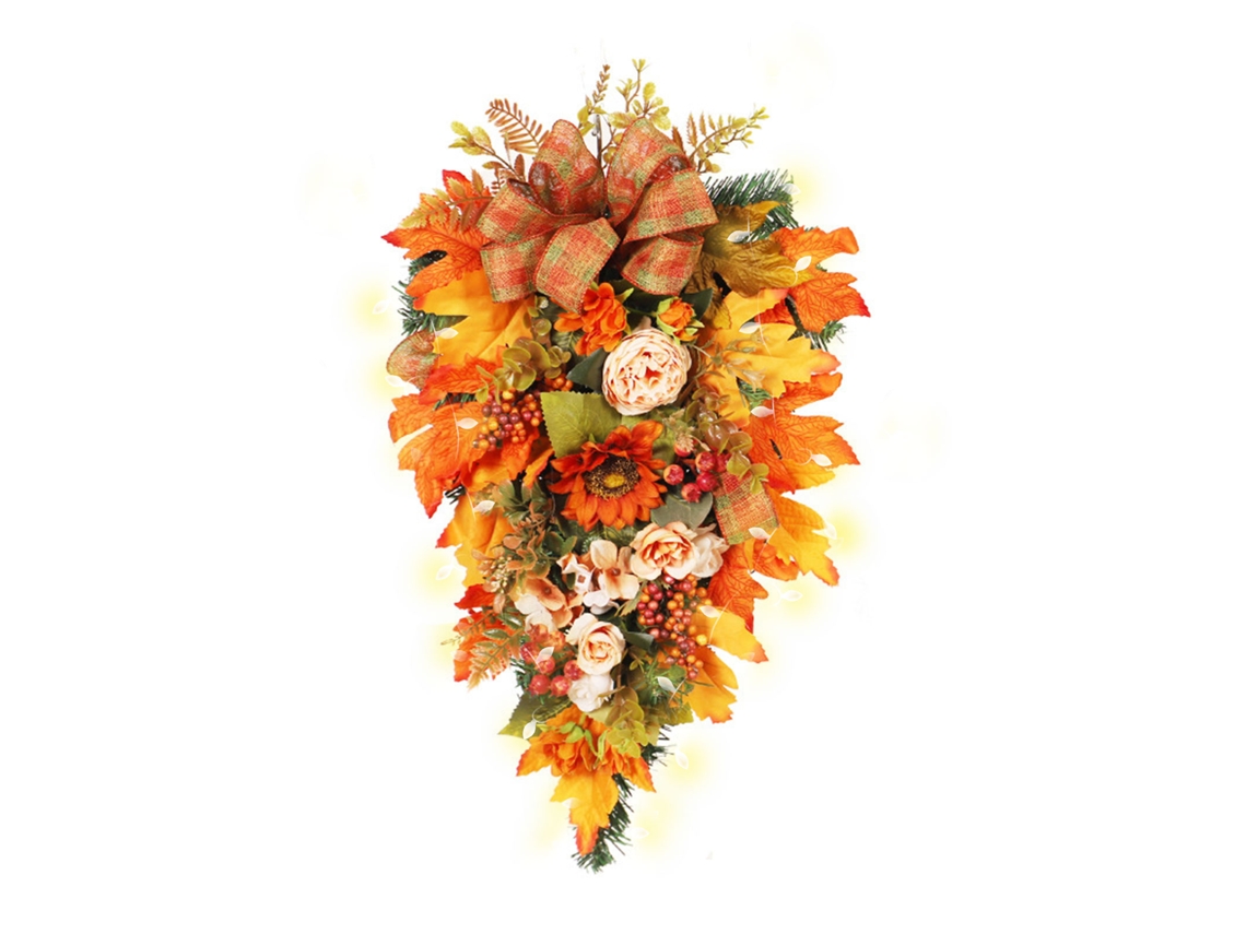 Moldura Decorativa de Outono com Luz, Flores de Peónia e Girassol LAXISCREED