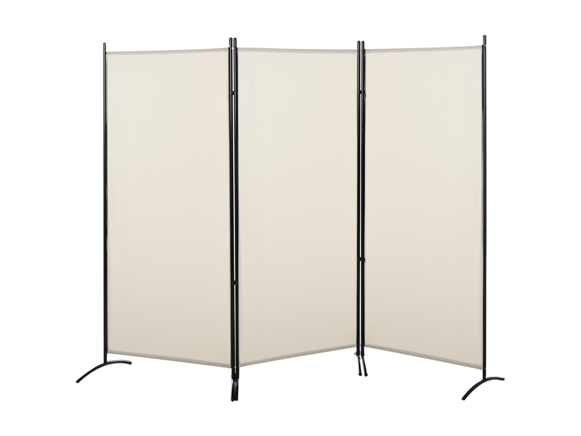 Biombo Poliéster e Metal Cor Bege 253x50x182 cm Homcom