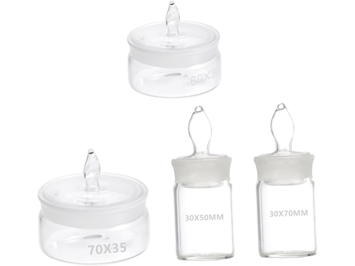 Conjunto De 4 Frascos Pesagem Vidro Laboratório