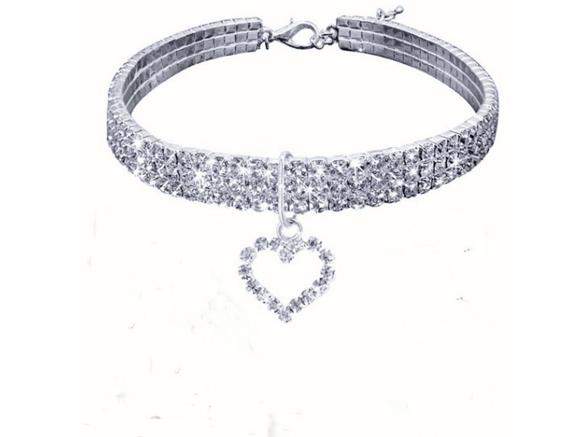 Collar De Cão Com Pedras Strass E Colar De Pérolas Ajustável, Design Elegante Para Cães Pequenos