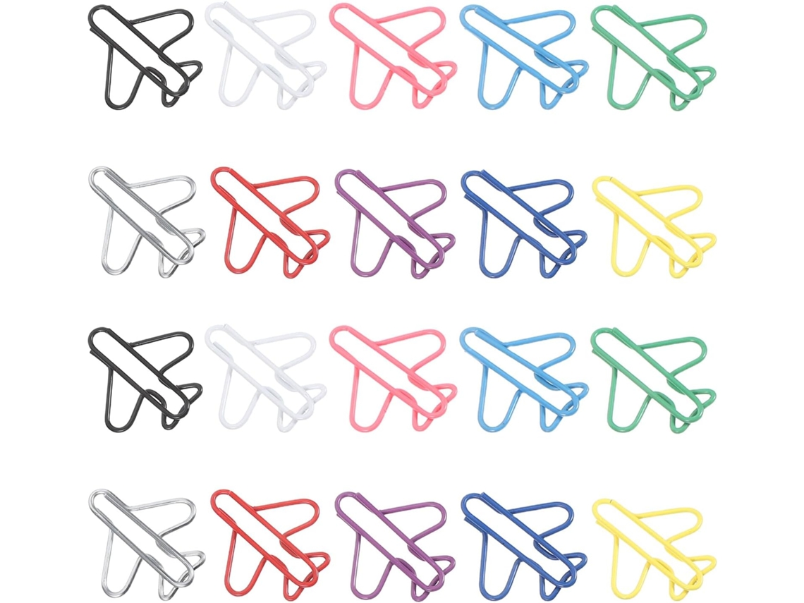 Clips de papel coloridos Ifundom em metal, formato Avião, 100 unidades. Inovadores para mesa, escola e casa.