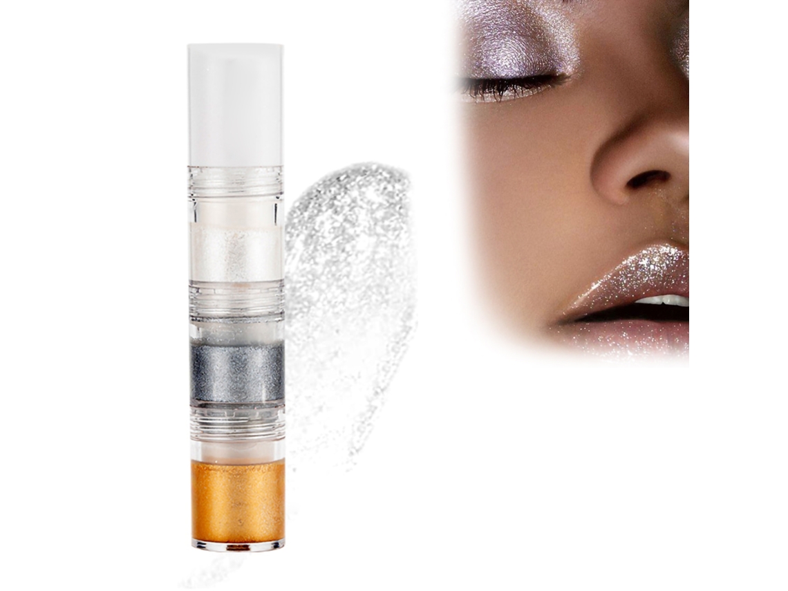 Kit De Maquiagem Com Sombra De Olhos Líquida Glitter E Batom Em 3 Cores Pigmentadas E À Prova D'água