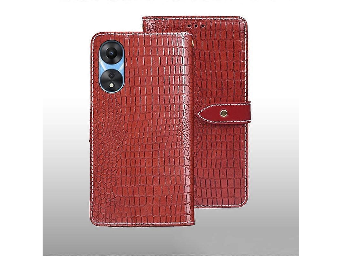 Capa Para Celular Idewei Em Couro Com Textura De Crocodilo Para Oppo A58 5g
