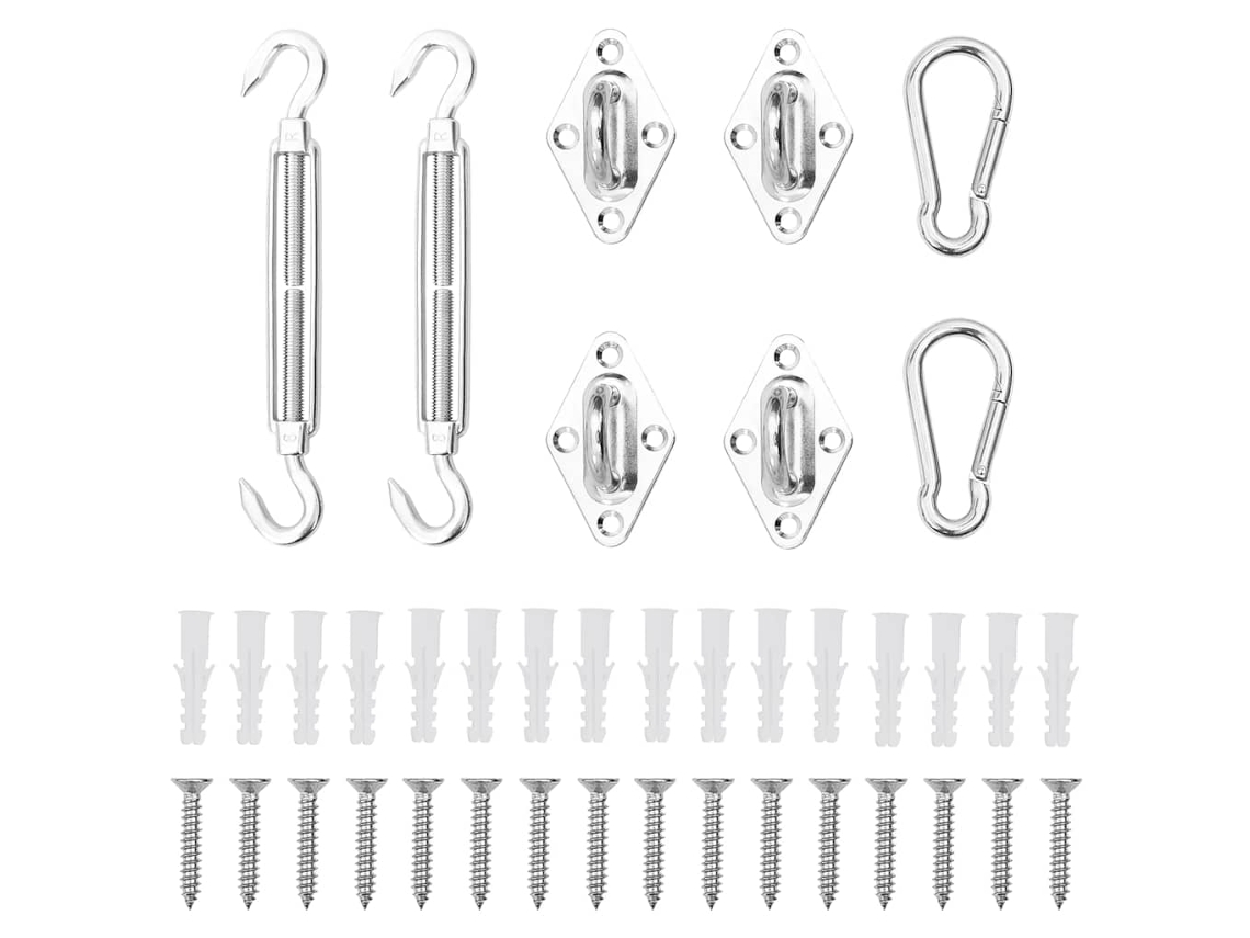 Vidaxl 8 Pcs Conjunto Acessórios P/ Para-sol Vela Aço Inoxidável