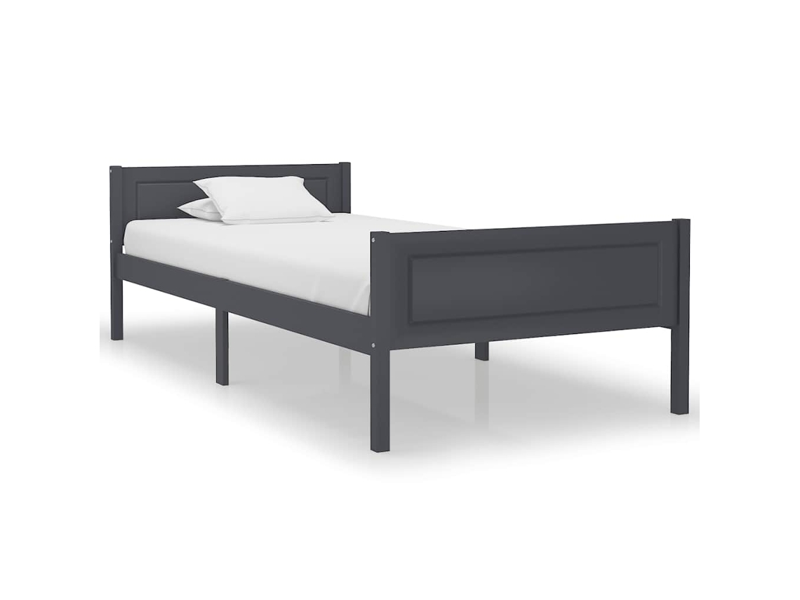 Vidaxl Estrutura De Cama 100x200 Cm Madeira Pinho Maciço Cinzento