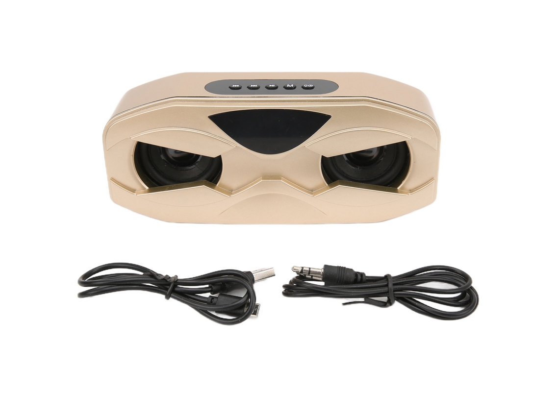 Caixa de som robô sem fio com microfone, LED ajustável, subwoofer portátil, dourada