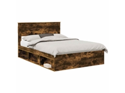 Estrutura da Cama com Cabeceira Carvalho Defumado 150x200 cm MAISON EXCLUSIVE