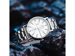 Relógio Masculino Modiya Com Pulseira De Aço Simples E Mecanismo De Quartzo.