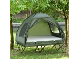 Cama De Camping Elevada Com Cúpula E Colchão De Ar, Bomba Inclusa, Taft, Verde, 193x136x178cm, Ideal Para Aventuras Ao Ar Livre.