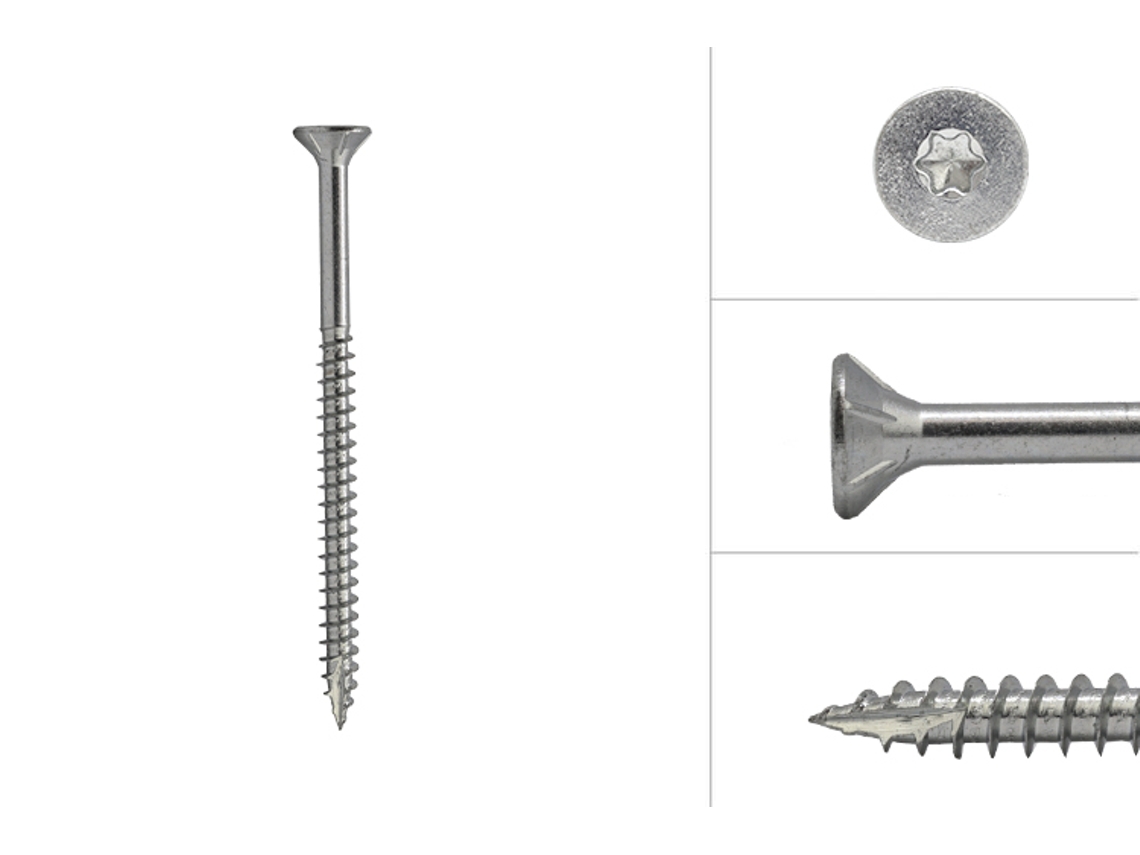 Wovar Parafuso aglomerado galvanizado 6 x 90 mm Torx 30 ponta perfurante - Caixa 200 peças