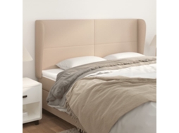 Vidaxl Cabeceira Cama C/ Abas Couro Artif. 203x23x118/128cm Cappuccino