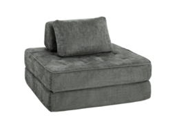 Canapé-cama Dobrável 2-em-1, 1 Lugar, Chenille, Almofada Grossa, Encosto E Almofada, Cinza.