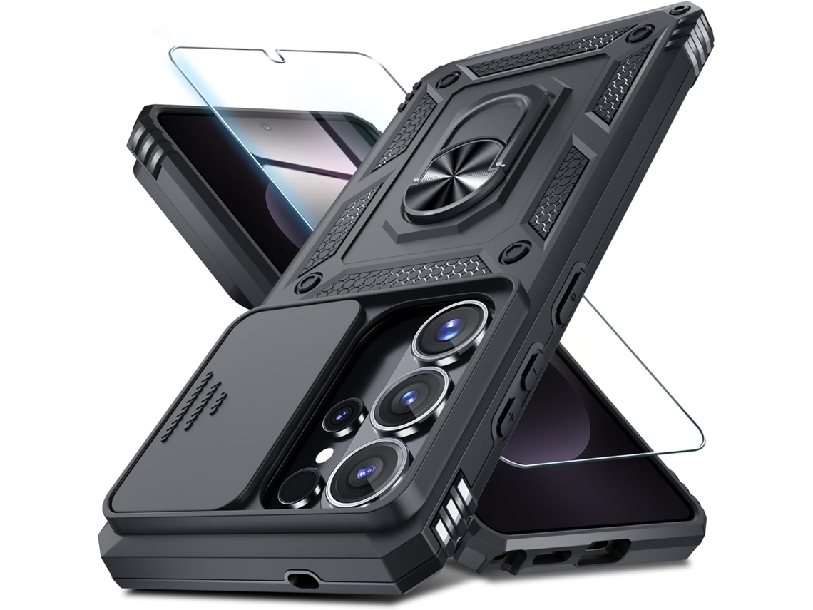 Capa Protetora de Lente de Câmera para Samsung S26 Ultra com Suporte de Anel para Dedo e Proteção Contra Impactos, Preta. AEUZWR