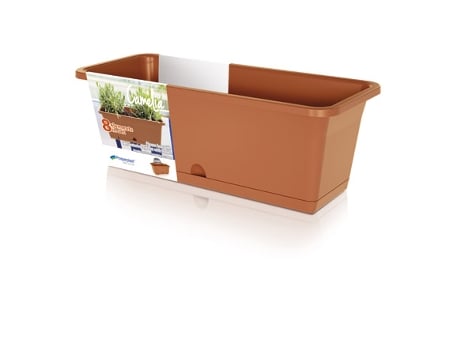 Jardinera Balcon Rectangular Con Gancho Y Plato Camelia Terracota VAM