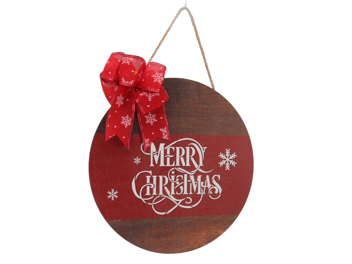 Laxiscreed Plaqueta De Natal Em Madeira Com Corda Para Decoração De Porta Natalícia Redonda