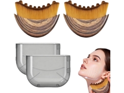 Conjunto De 2 Escovas Massagem Facial – Escova Facial – Massageador Rosto – Plástico – 6×8 Cm – Castanho