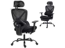 Cadeira De Escritório Ergonômica Com Rodízios, Tecido De Malha, Suporte Lombar, Apoio De Braços E Encosto De Cabeça Ajustável.