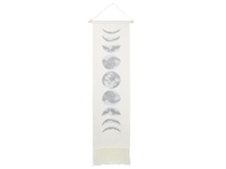 Tapete de Parede Decorativo com Padrão de Ciclo da Lua Mão Feito 46x12in Branco | S/MARCA