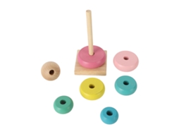 Primerox brinquedo Educativo de Anéis Empilhados de Madeira Colorido para Bebês e Crianças Pequenas